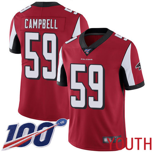 Atlanta Falcons Limited Red Youth De Vondre Campbell Home Jersey NFL Football #59 100th Season Vapor Untouchable